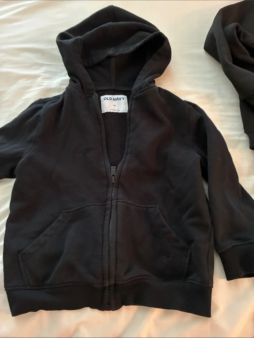 Old Navy Kids Black Zip Hoodie with Kangaroo Pocket
